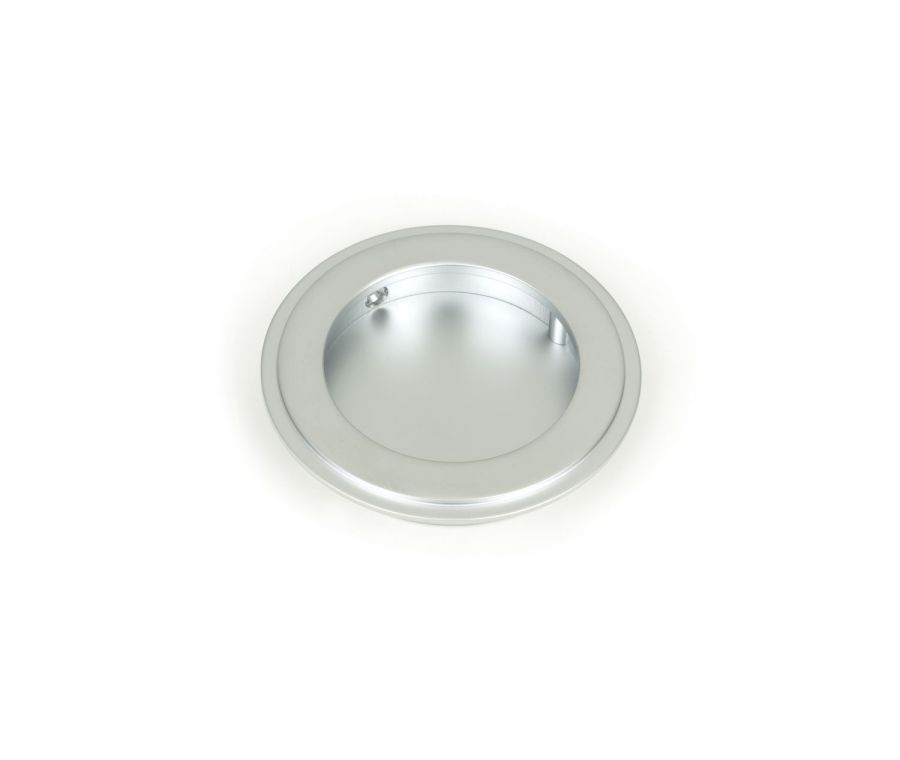 Satin Chrome 75mm Art Deco Round Flush Pull Handle | 50645