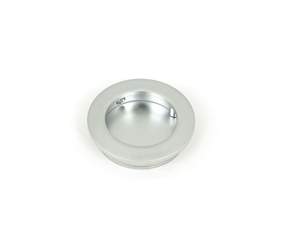 Satin Chrome 60mm Plain Round Flush Pull Handle | 50646
