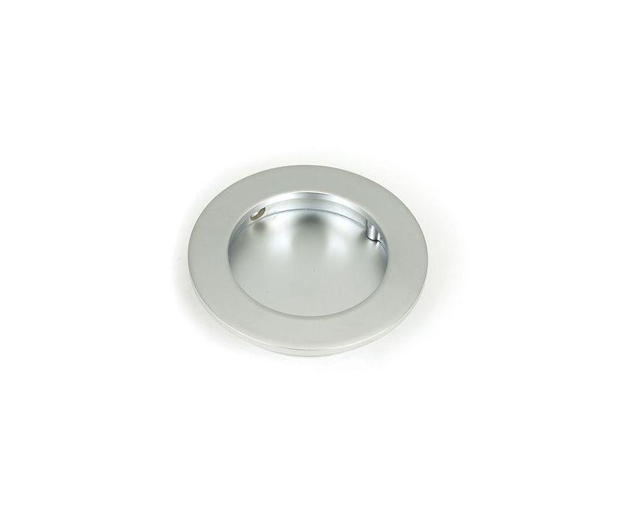 Satin Chrome 75mm Plain Round Flush Pull Handle | 50647