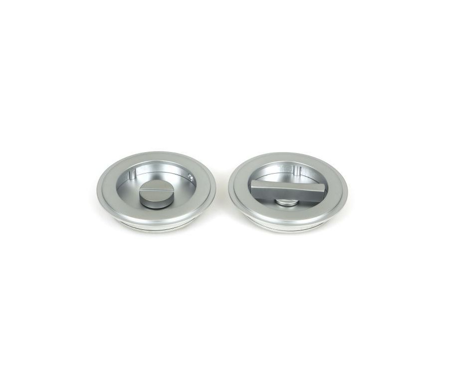 Satin Chrome 75mm Art Deco Round Flush Pull Handle - Privacy | 50649