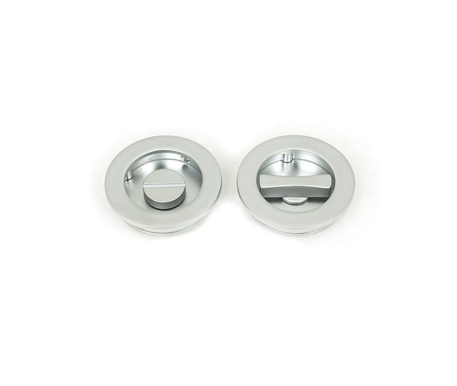 Satin Chrome 60mm Plain Round Flush Pull Handle - Privacy | 50650