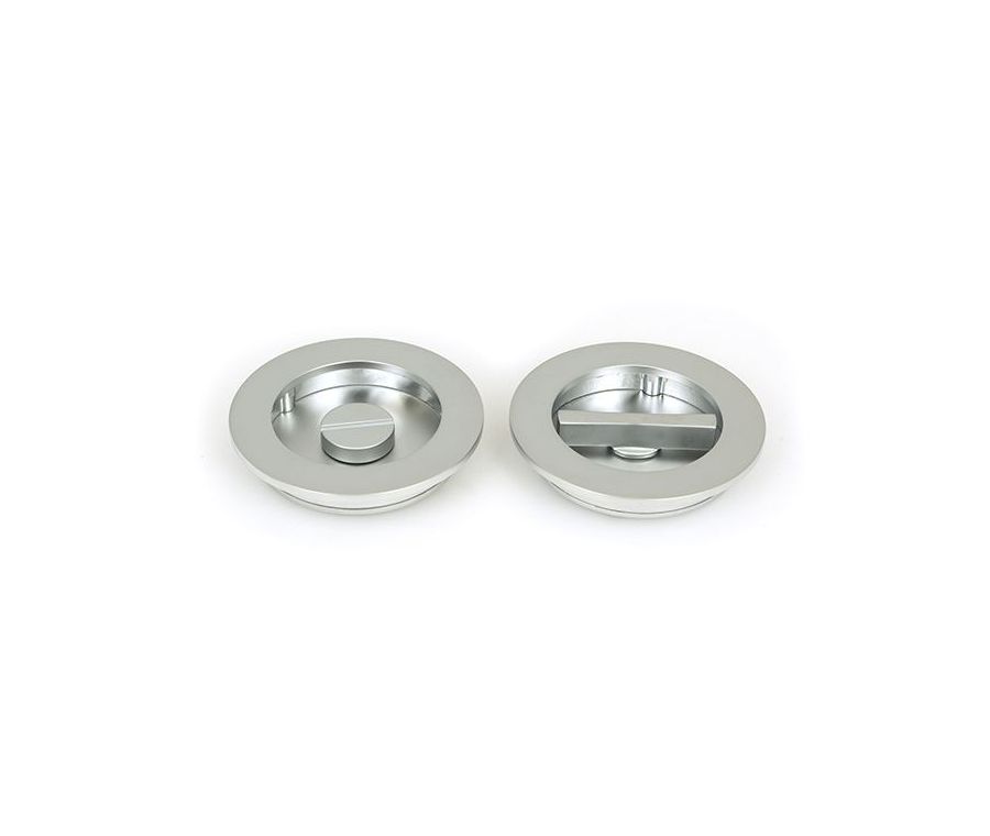 Satin Chrome 75mm Plain Round Flush Pull Handle - Privacy | 50651