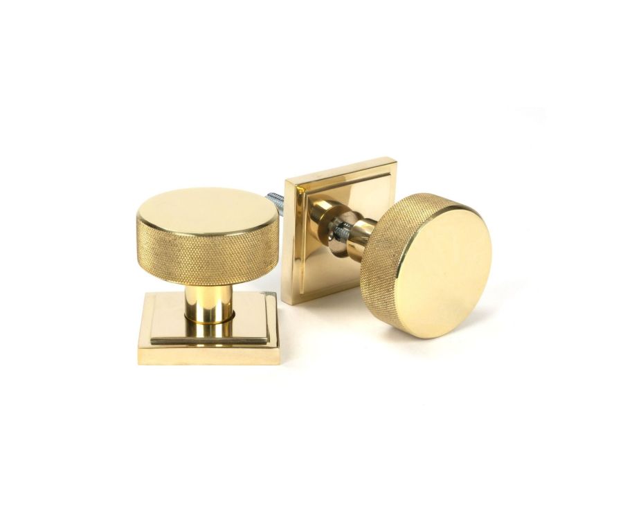 Polished Brass Brompton Mortice/Rim Knob Set (Square) | 50838