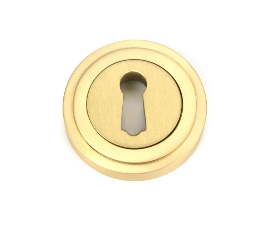 From the Anvil Satin Brass Round Escutcheon (Art Deco) | 50873