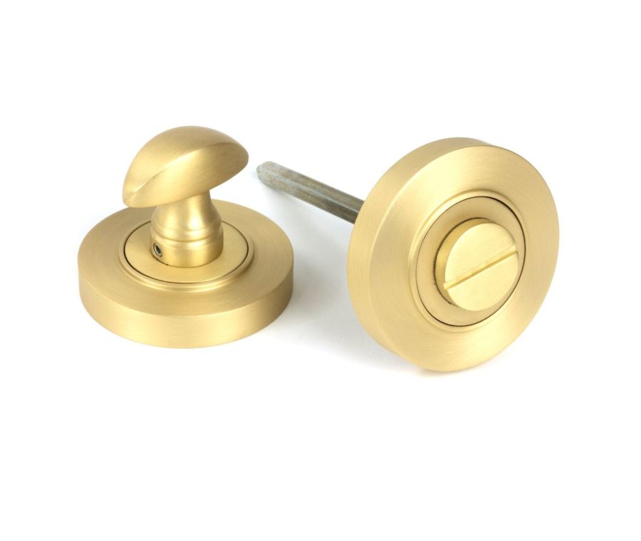 Satin Brass Round Thumbturn Set (Plain) | 50880