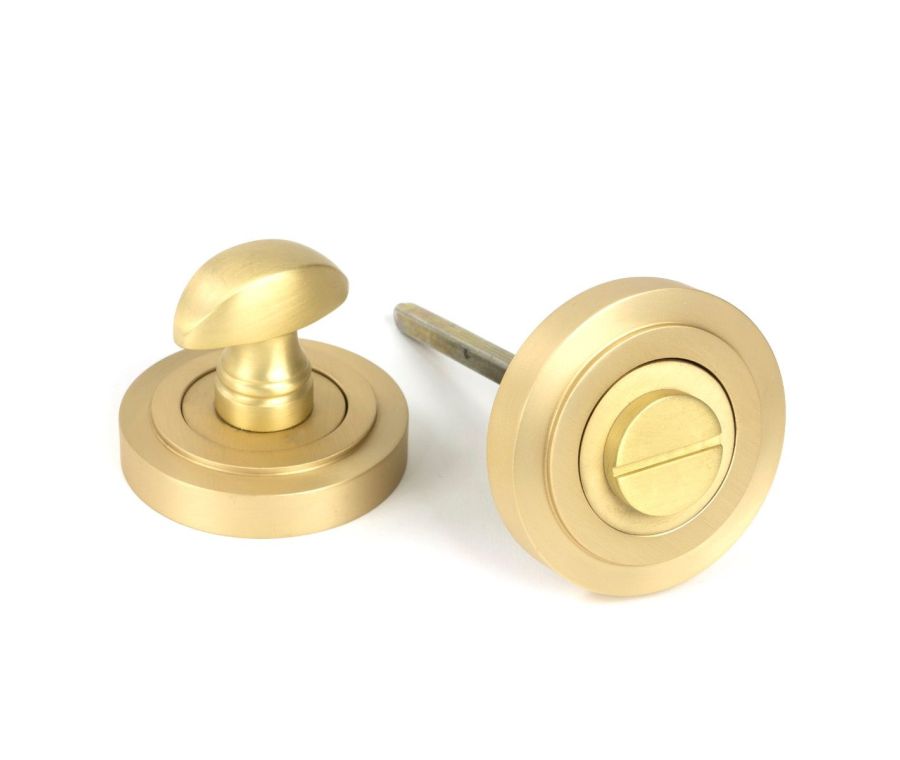 Satin Brass Round Thumbturn Set (Art Deco) | 50881