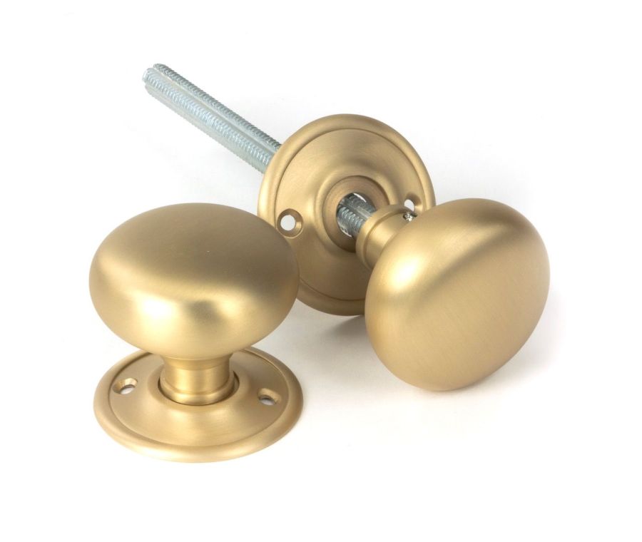 Satin Brass Mushroom Mortice/Rim Knob Set | 50901