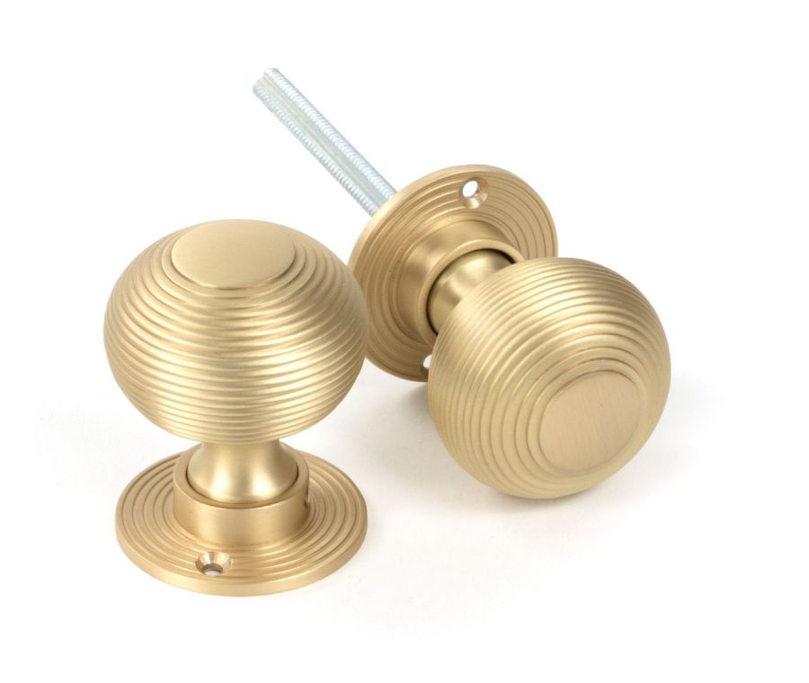 Satin Brass Heavy Beehive Mortice/Rim Knob Set | 50902