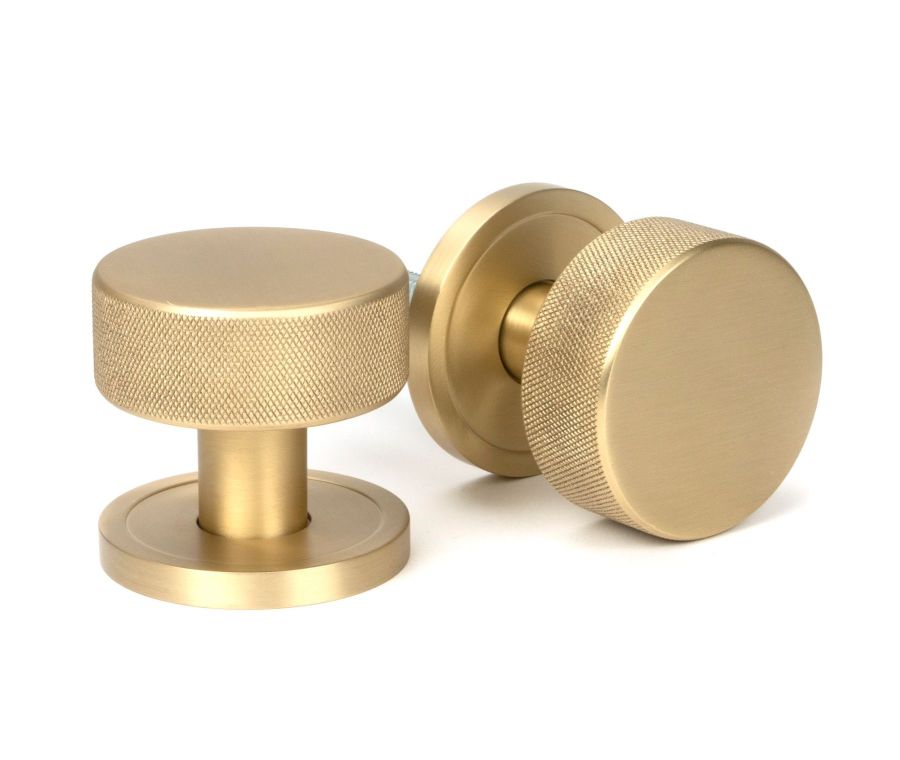 Satin Brass Brompton Mortice/Rim Knob Set (Plain) | 50908