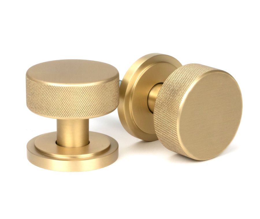 Satin Brass Brompton Mortice/Rim Knob Set (Art Deco) | 50909