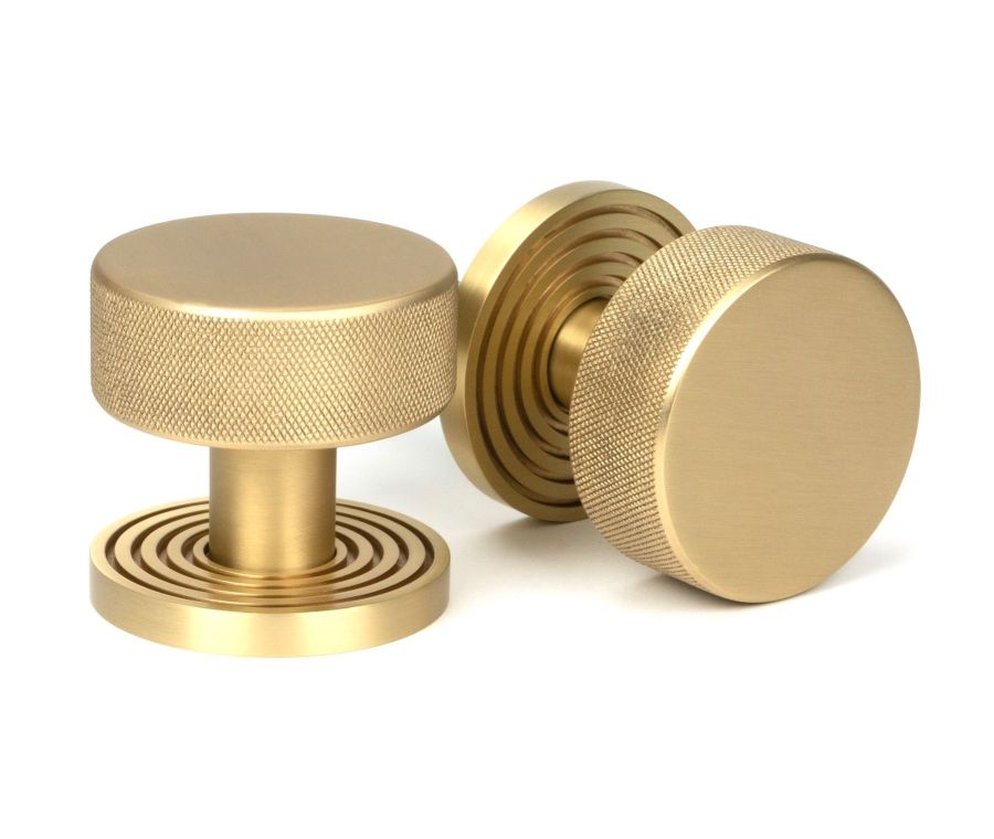 Satin Brass Brompton Mortice/Rim Knob Set (Beehive) | 50910