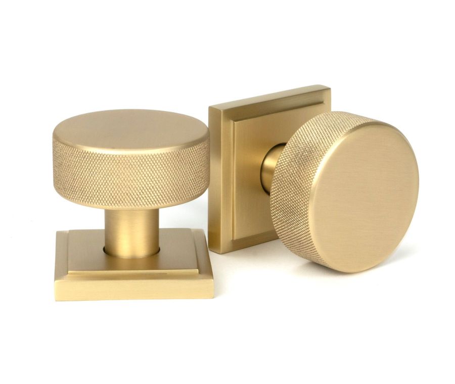 Satin Brass Brompton Mortice/Rim Knob Set (Square) | 50911