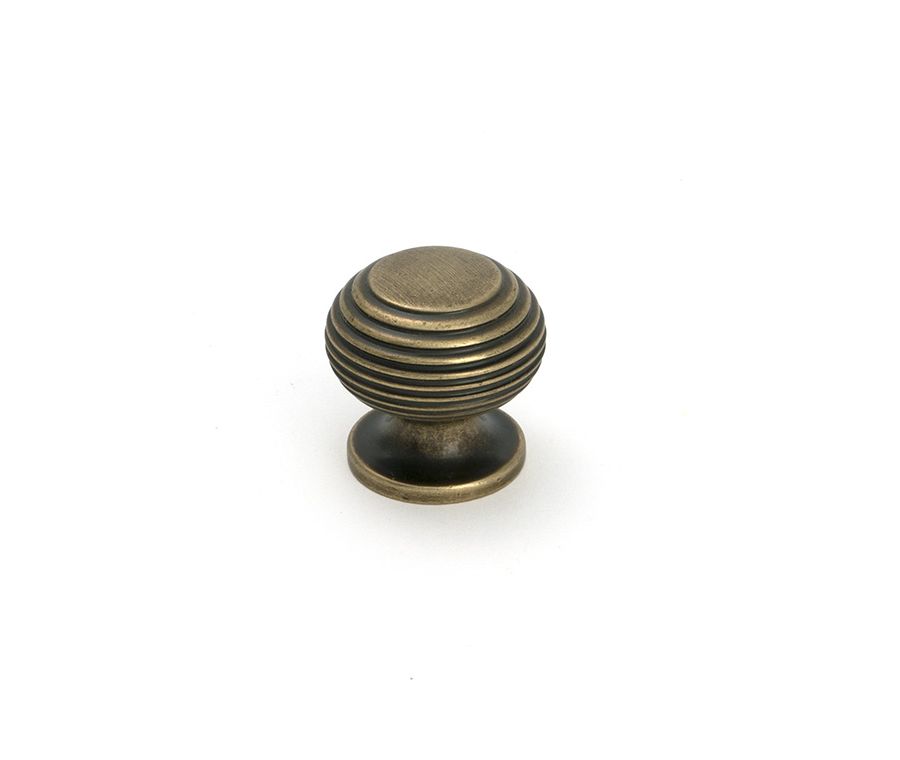 Burnished Brass Beehive Cabinet Knob 30mm