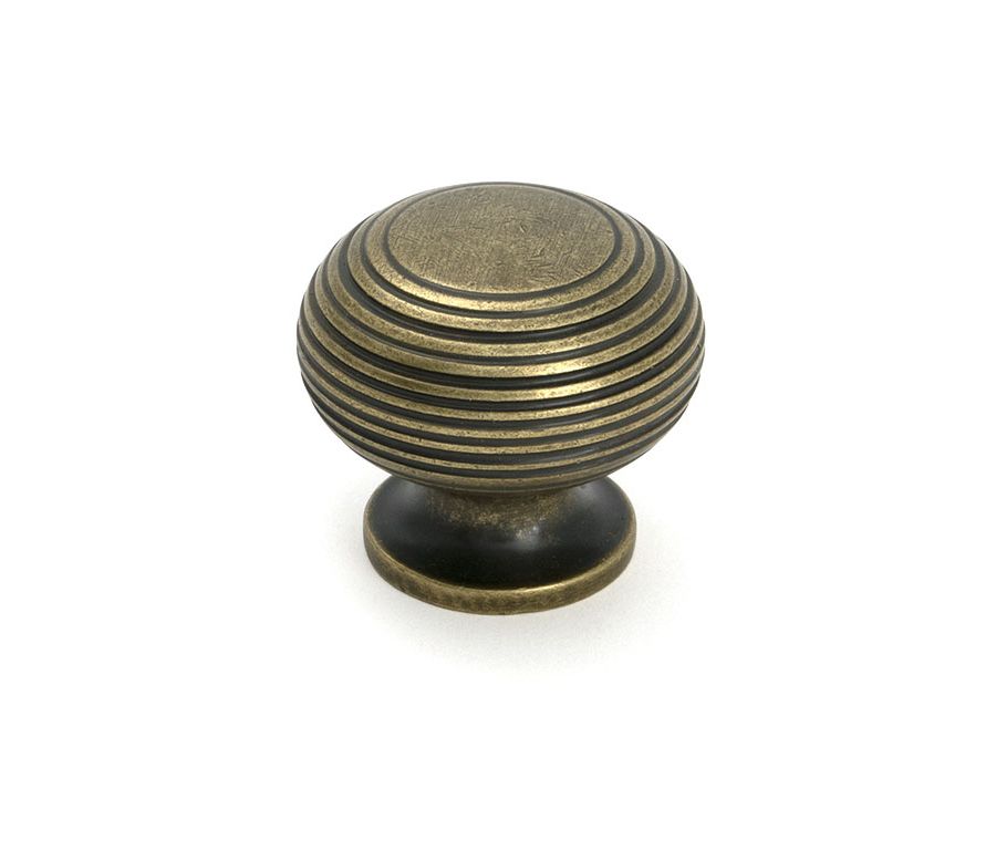 Burnished Brass Beehive Cabinet Knob 40mm