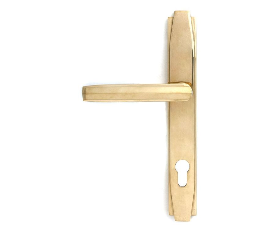 Set Anvil Polished Brass Art Deco Slimline Lever Espag. Lock Furniture | 51185