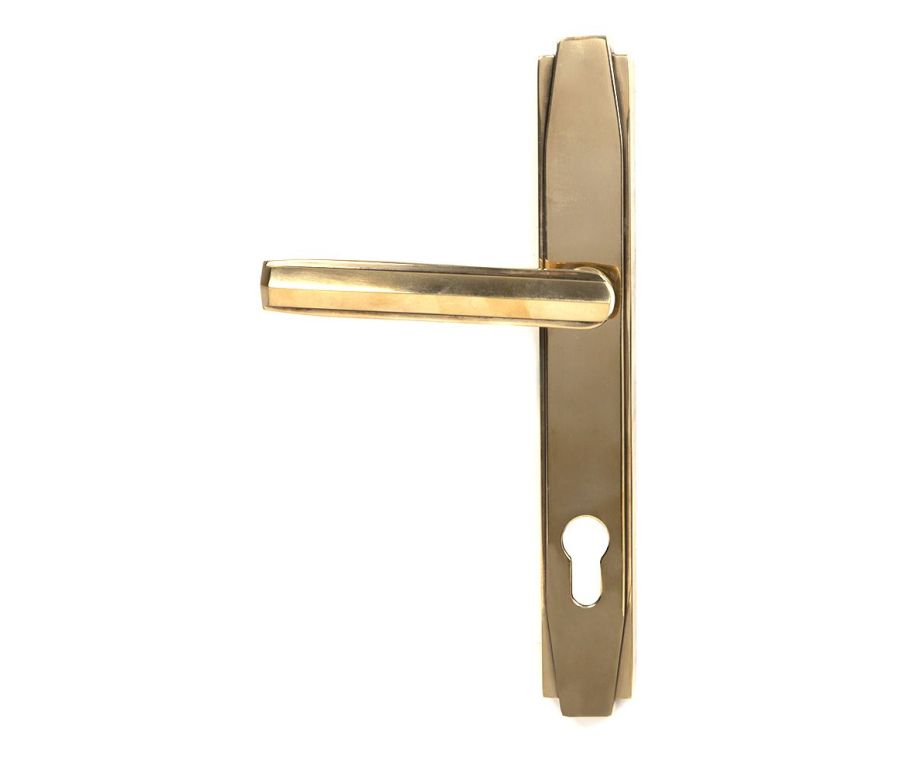 Set Anvil Aged Brass Art Deco Slimline Lever Espag. Lock Furniture | 51186