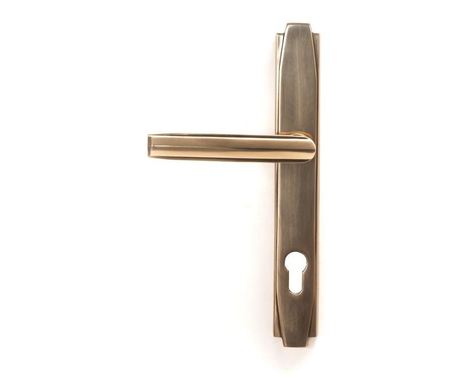 Set Anvil Polished Bronze Art Deco Slimline Lever Espag. Lock Furniture | 51190