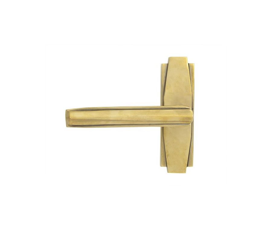 Set Aged Brass Art Deco Lever on Rose | 51192
