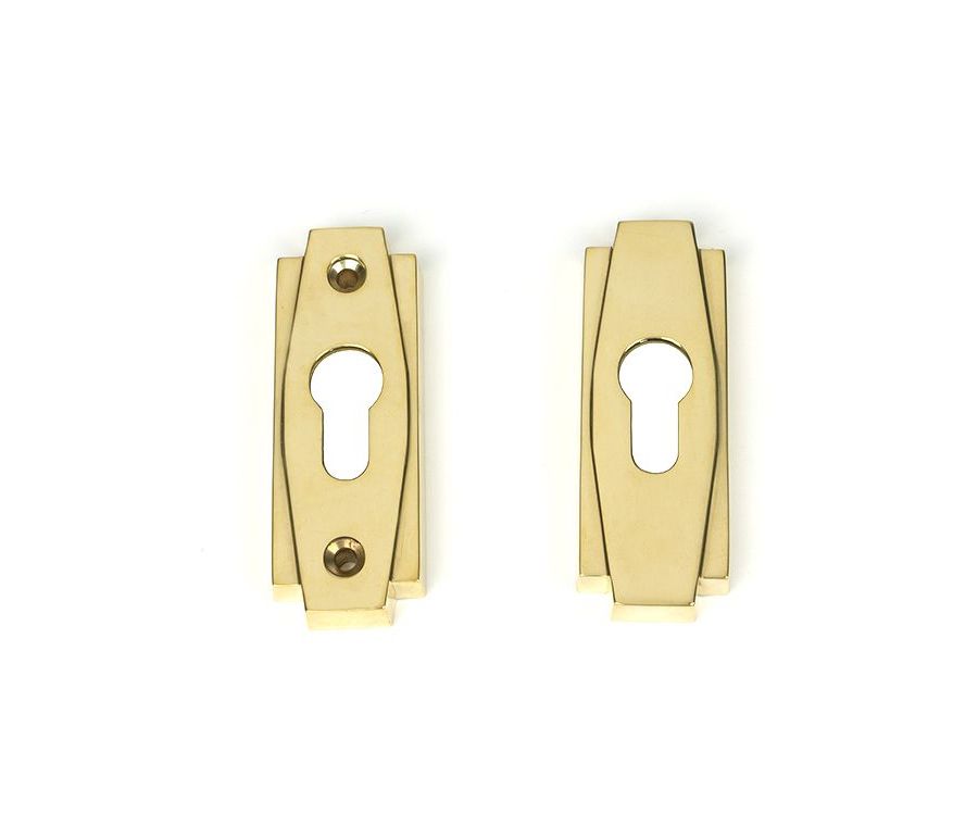 Set Polished Brass Art Deco Euro Escutcheon | 51197