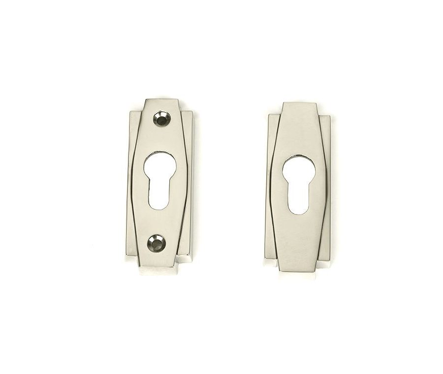 Set Polished Nickel Art Deco Euro Escutcheon | 51199