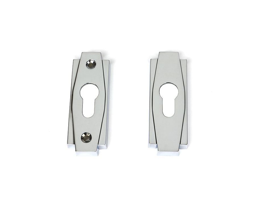 Set Polished Chrome Art Deco Euro Escutcheon | 51200