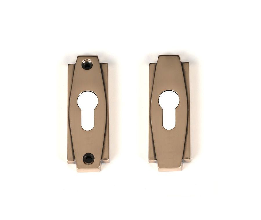Set Polished Bronze Art Deco Euro Escutcheon | 51202