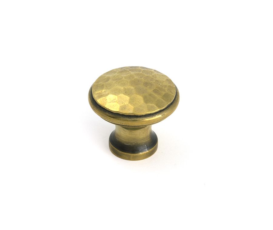 Aged Brass Hammered Cabinet Knob - Medium