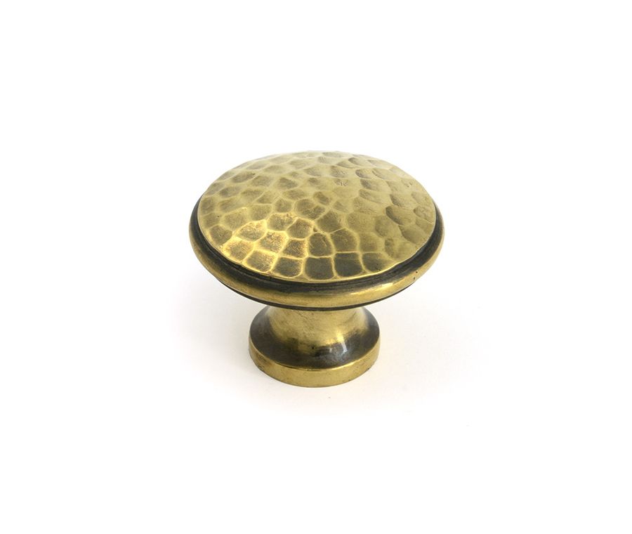 Aged Brass Hammered Cabinet Knob - Large