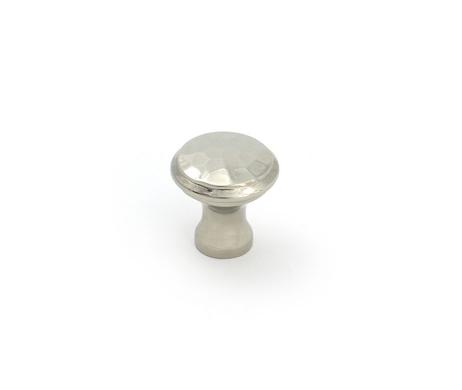 Polished Nickel Hammered Cabinet Knob - Small