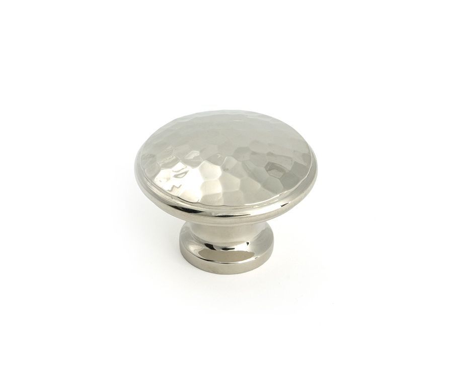 Polished Nickel Hammered Cabinet Knob - Large
