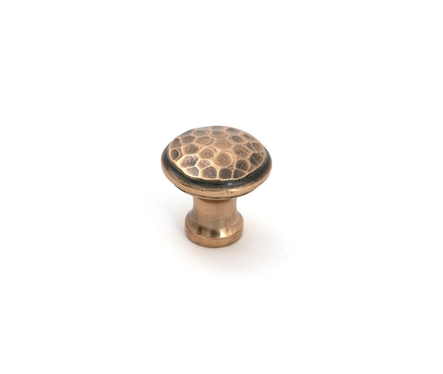 Polished Bronze Hammered Cabinet Knob - Small