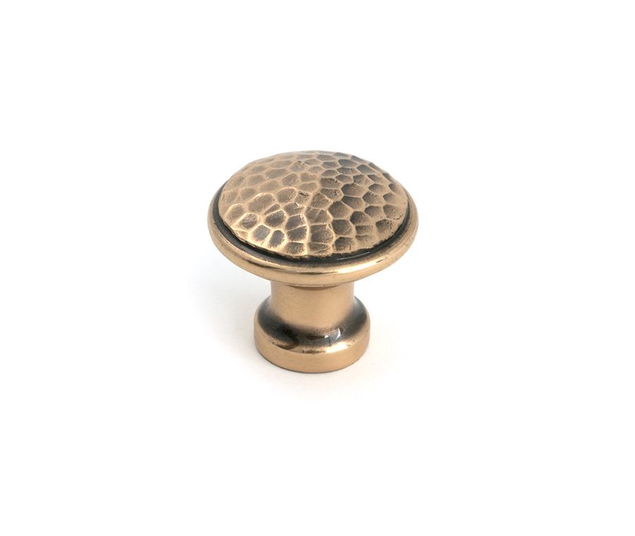 Polished Bronze Hammered Cabinet Knob - Medium