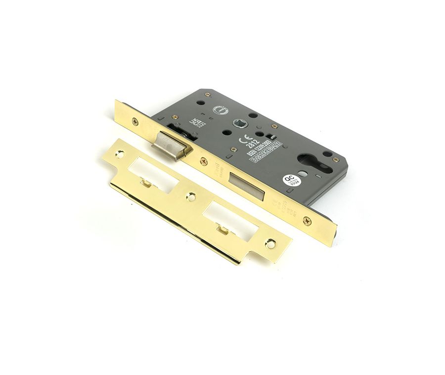 Polished Brass Euro Din Sash Lock - 60mm Backset/72mm Centre