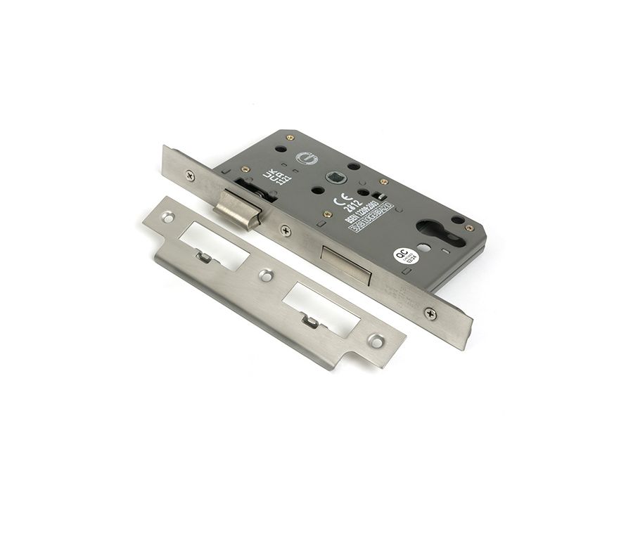 Satin Chrome Euro Din Sash Lock - 60mm Backset/72mm Centre