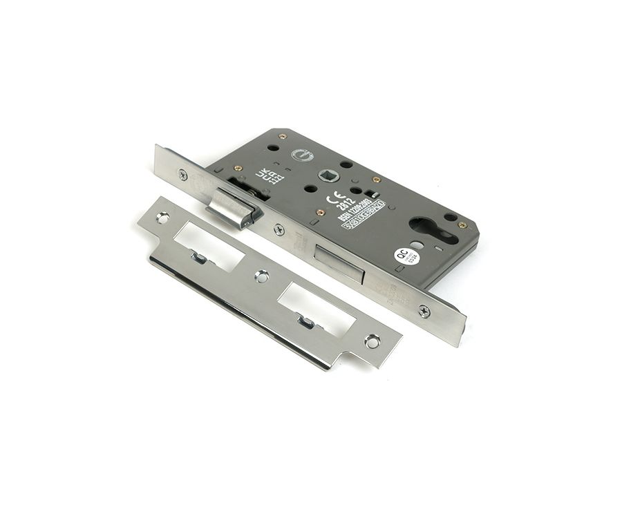 Polished SS Euro Din Sash Lock - 60mm Backset/72mm Centre
