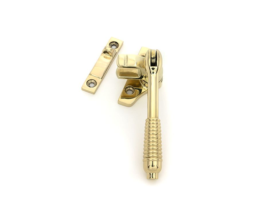 Polished Brass Night-Vent Locking Reeded Fastener (Steel Window)