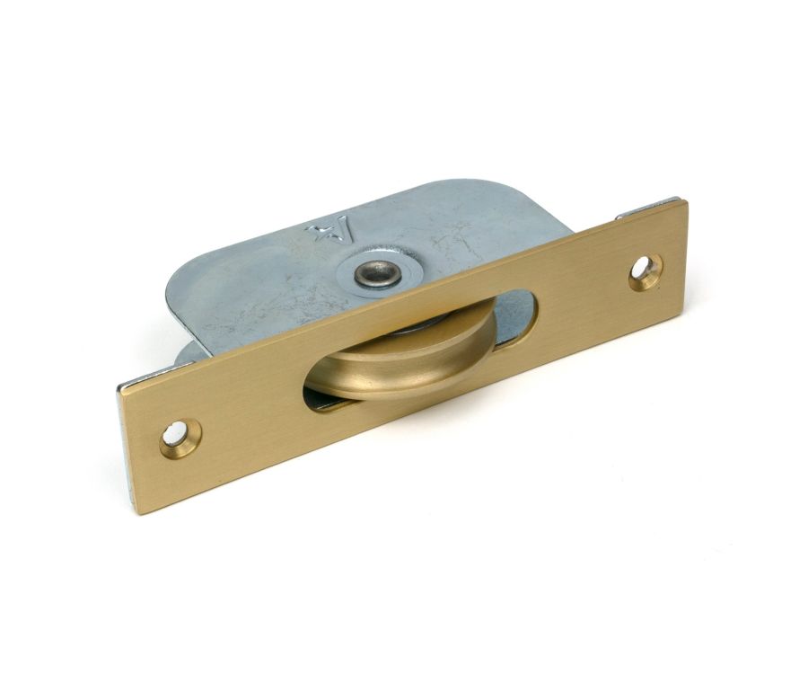 Satin Brass Square Ended Sash Pulley 75kg  |  52387