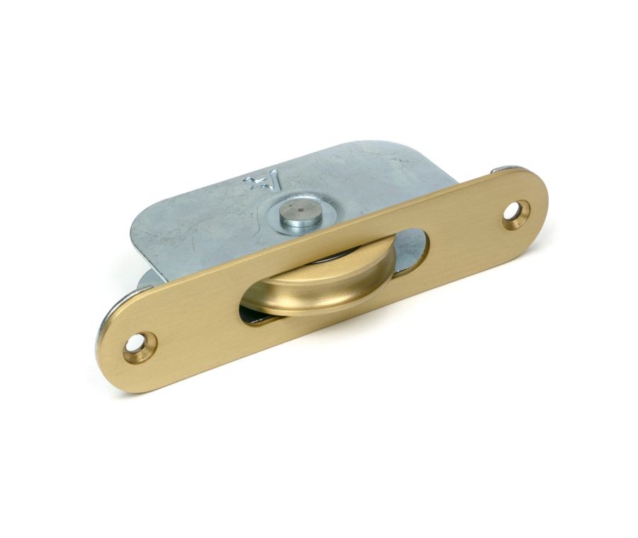 Satin Brass Radiused Sash Pulley 75kg  |  52398