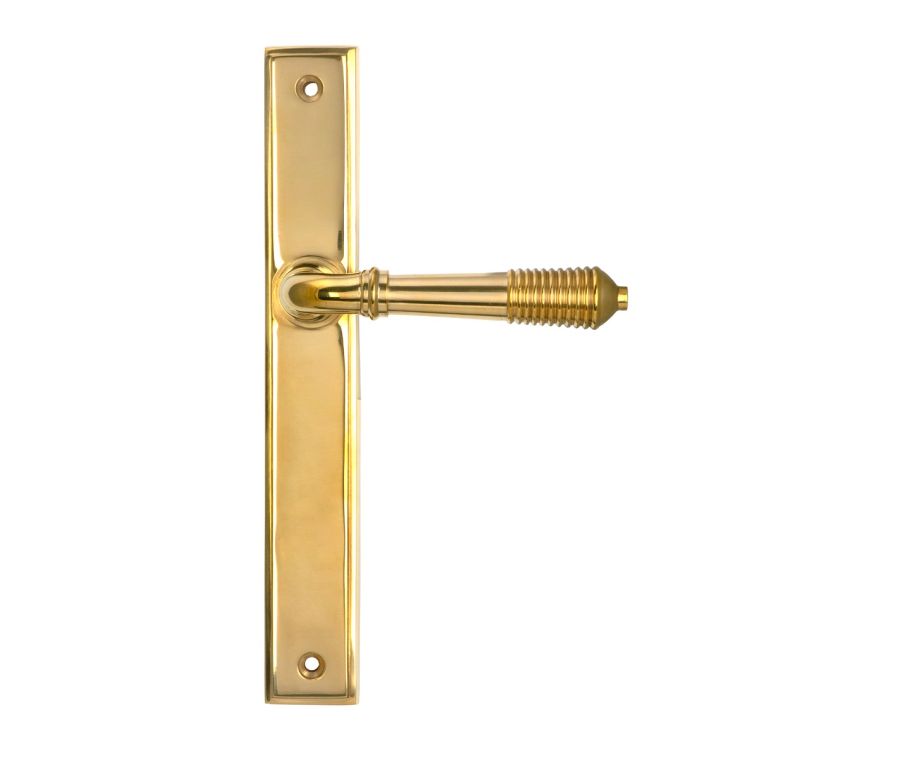 Polished Brass Reeded Slimline Lever Latch Set  |  52425