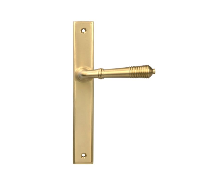 Satin Brass Reeded Slimline Lever Latch Set  |  52427
