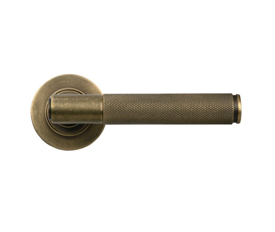 Burnished Brass Brompton Lever on Rose Set (Plain)  |  52433