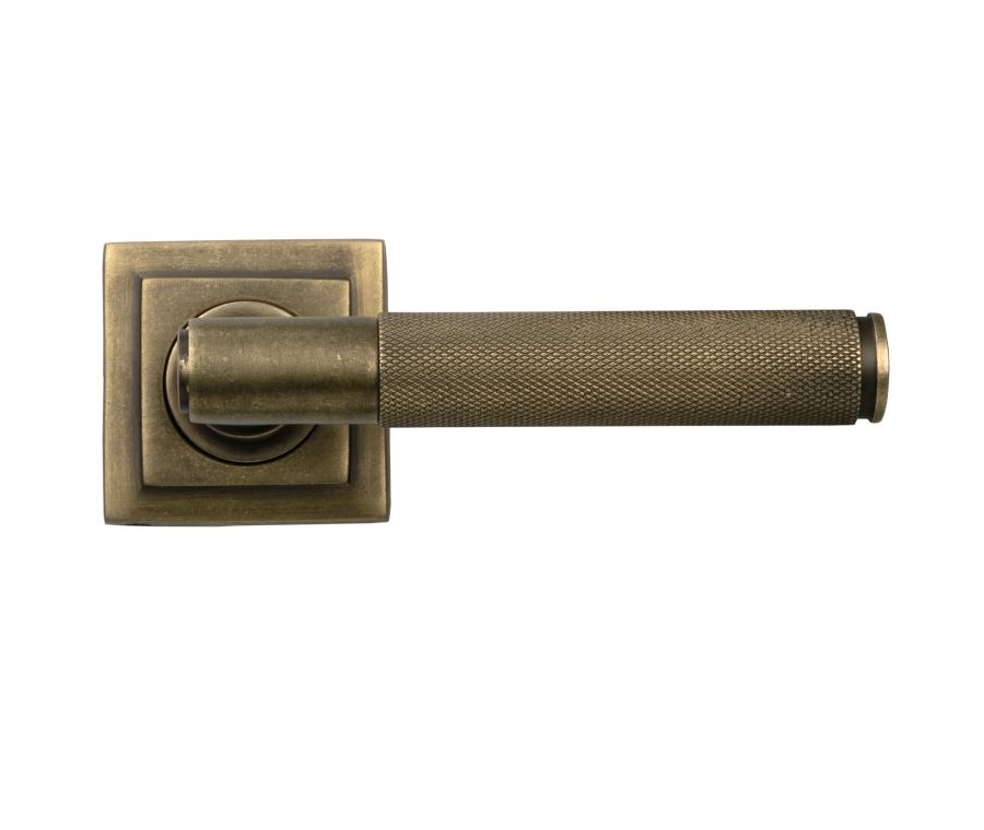 Burnished Brass Brompton Lever on Rose Set (Square)  |  52436