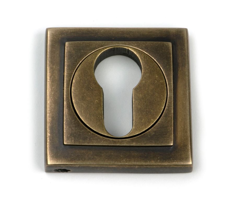 Burnished Brass Round Euro Escutcheon (Square)  |  52450