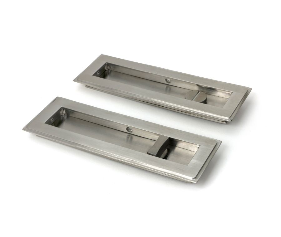 Satin Marine SS (316) 175mm Art Deco Rectangular Pull - Privacy Set  |  52498