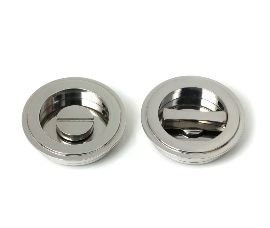 Polished Marine SS (316) 60mm Art Deco Round Pull - Privacy Set  |  52513