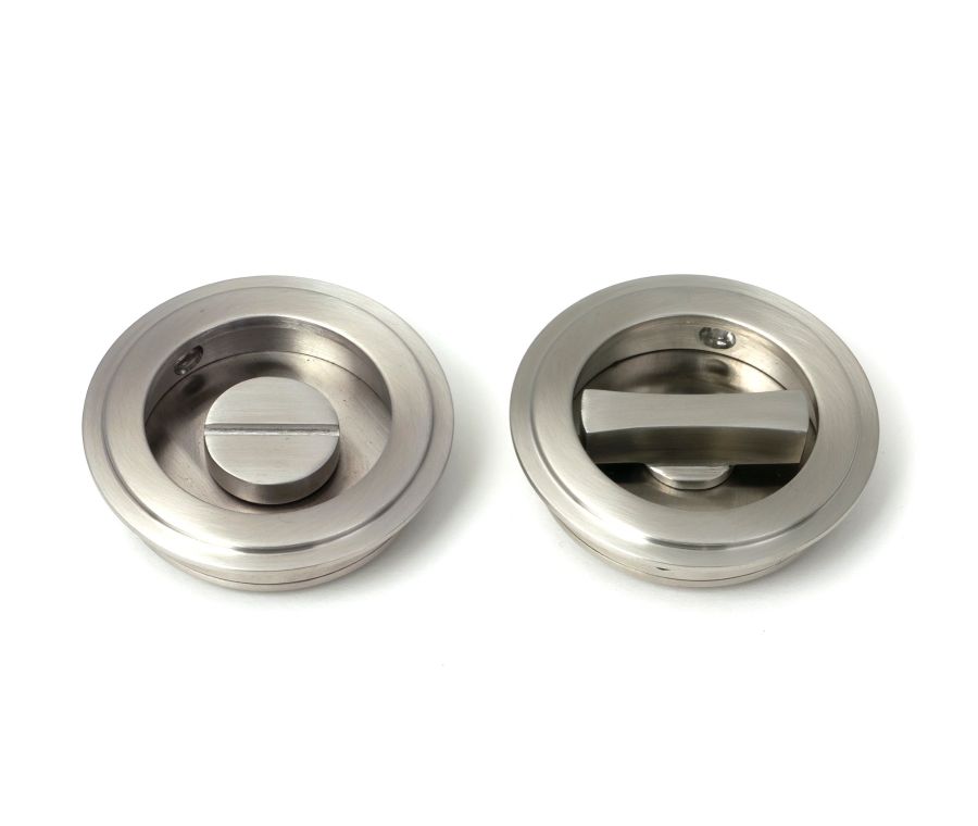 Satin Marine SS (316) 60mm Art Deco Round Pull - Privacy Set  |  52514