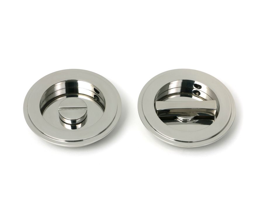 Polished Marine SS (316) 75mm Art Deco Round Pull - Privacy Set  |  52515