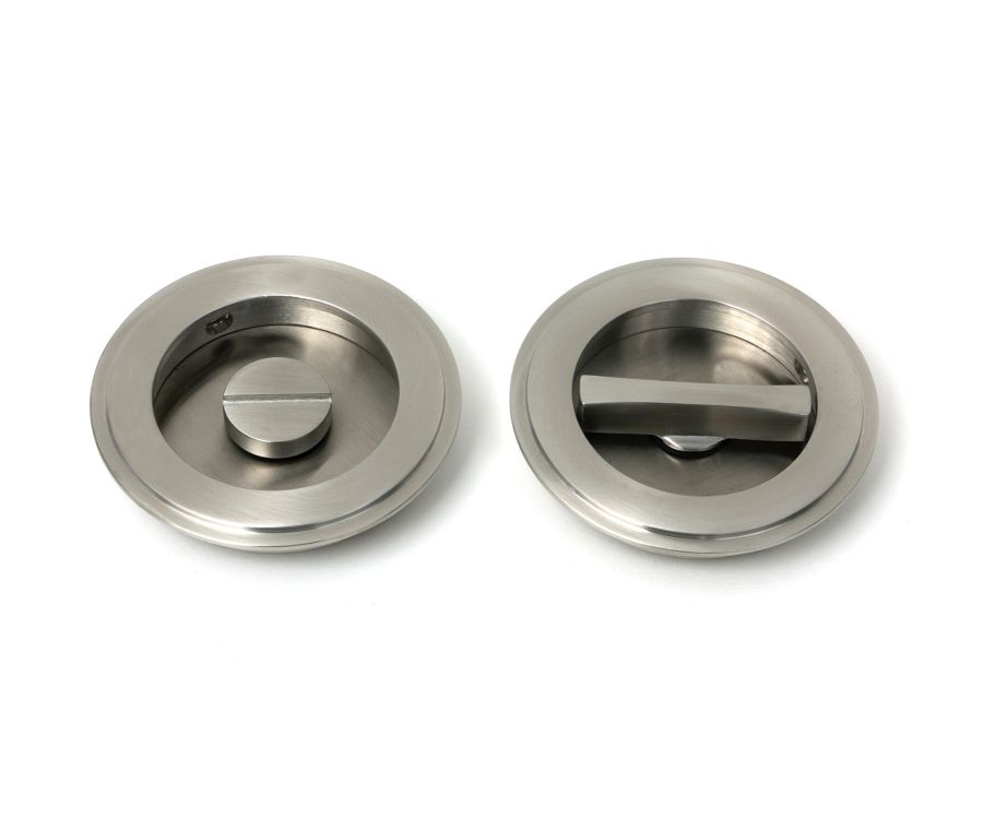 Satin Marine SS (316) 75mm Art Deco Round Pull - Privacy Set  |  52516