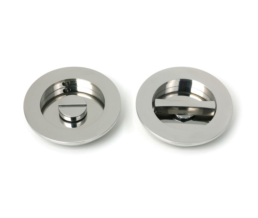 Polished Marine SS (316) 75mm Plain Round Pull - Privacy Set  |  52519