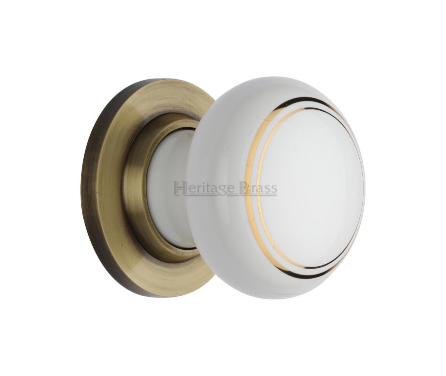 Heritage Brass Antique Brass Gold Line Door Knob on Rose